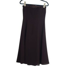 Vintage 90s Y2K Strapless A-Line Dress Brown Midi Retro Formal Classic Timeless‎